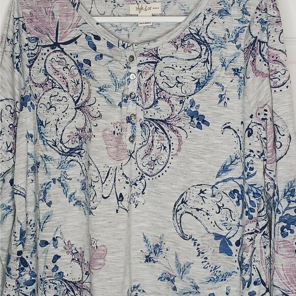 Style & Co Floral Peplum Henley Top NWT Sz 0X - Picture 4 of 10